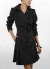 TRENCH COAT WITH PLEATED SKIRT PANEL/LONG DOUBLE BREASTED TRENCH COAT