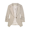 Ruched-sleeve gray or beige blazer