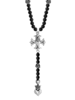 ONYX BEAD ROSARY W/ CROWNED HEART CROSS AND CROWNED HEAT PENDANT  Q56-5056