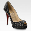 Christian Louboutin Very Prive Peep-Toe Black Studded