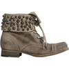 Suede Stud Military Cuff Boot