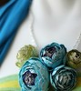 Secret Garden Paper Rose Bib Necklace In Pool and GrannySmith