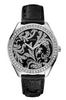 GUESS Watch, Women's Brocade Black Leather Strap U90033L1