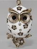 Vintage Cute Fat Little Owl 1.3" White Antique Necklace