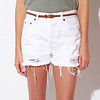 White Destroyed Denim Short