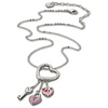 Pink Heart Lock Pendant; Swarovski