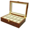 Watch Box for 10 Watches Burlwood Finish Window large