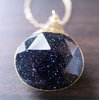 Midnight Blue Sunstone Gold Necklace