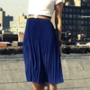 blue pleated midi skirt