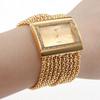 Women's Movement Golden Band Golden Dial Bracelet Watch with Czechic Decoration