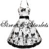 WHITE FLORAL PIN-UP ROCKABILLY VTG PARTY PROM DRESS