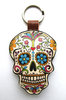 Leather keychain / bag charm - Sugar Skull