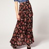 asos floral printed maxi skirt in black print