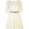 cream belted skater dress