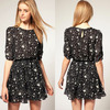 Belted Dress with Star Print