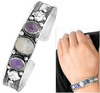 Amethyst & Moonstone Silver Bangle Bracelet