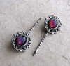 Steampunk Hair Pins - Rainbow Galaxy - Victorian Lace