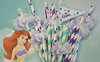 MERMAID 100 Paper Cake Pop Straws Princess Purples and Aqua mix of Stripes and Dots Drinking Straws, Princess, Disney, Storybook