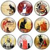 Vintage Cat Poster 1.25 Inch (32mm) Pinback Button Badge Set