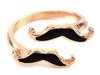 Metal Enameled Fashion Double Layer Black Mustache Women's Jewelry Ring