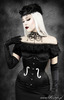 Black satin underbust "VIOLIN" longline corset