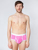 American Apparel Baby Rib Brief Fluorescent Pink / White