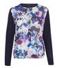 PAUL SMITH BLACK LABEL NAVY DIGITAL PANSY PRINT CREPE FRONT CARDIGAN