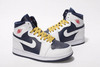 Nike Air Jordan Phat 1 White and Dark Blue and Yellow - Leather 39542