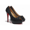 Christian Louboutin Very Mix 140mm Black Strass Peep Toe Pumps