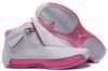 white and pink women jordan 18 nike shoes