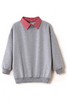 Detachable Checks Collar Grey Pullover