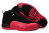 Air Jordans: Jordan 12 "Flu Game" Custom Shoes - Black and Red - Suede