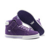 Purple and White High Top Supra Vaider Men Suede Shoes