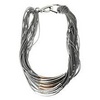 Adele Marie Grey Cord Mixed Toned Metal Necklace