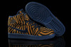 Women Retro Jordan 1 Zebra Stripe Black and Dark Blue and Brown Sneakers