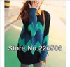 Korean long contrast color wool sweater