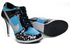 SB Dunk Ladies Heels Low Sneakers in Black - Blue/Silver Design