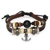 Bali Collection Wrap Braided Rope Bali Wood Beads Marine Anchor Charm Adjustable Leather Bracelet