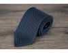 Drake's London Navy Blue Printed Foulard Silk Tie