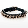 WIDE LEATHER BRACELET WITH CHAIN