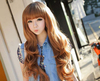 New 26 77" Flaxen Korean Sexy Long Full Curly Wavy Party Cosplay Hair Wigs Wig | eBay