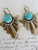 Earrings - Turquoise - Art Deco - Vintage Brass - Handmade