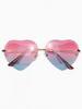 Gradient Red-Blue Heart Shaped Aviator Sunglasses