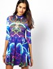 Textile Federation High Neck Skater Dress in NY Nights Print $123.85