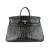 Hermes Birkin 25cm Crocodile Leather Black Bag With Gold Hardware