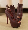 Roman style open toe women boots