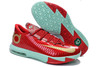 "Christmas" KD 6 - Color Light Crimson/Metallic Gold With Green Glow - Female Kevin Durant Sneakers