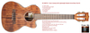 Kala KA-SMHTE-C Solid Mahogany Series Cutaway Electric Tenor Ukulele