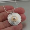 Hadar Designers Israel Large Modern Fashion 14k GF Silver Pearl Pendant