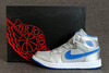 Retro 1 Nike Jordan Brand Mid Basketball Shoes in Color Blue Grey and White